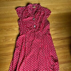 April Cornell Red Vintage Inspired Polka Dot Dress in Size M/L